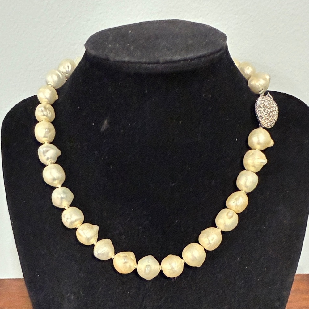 Les Bernard Champagne Faux Baroque Large Pearl Necklace